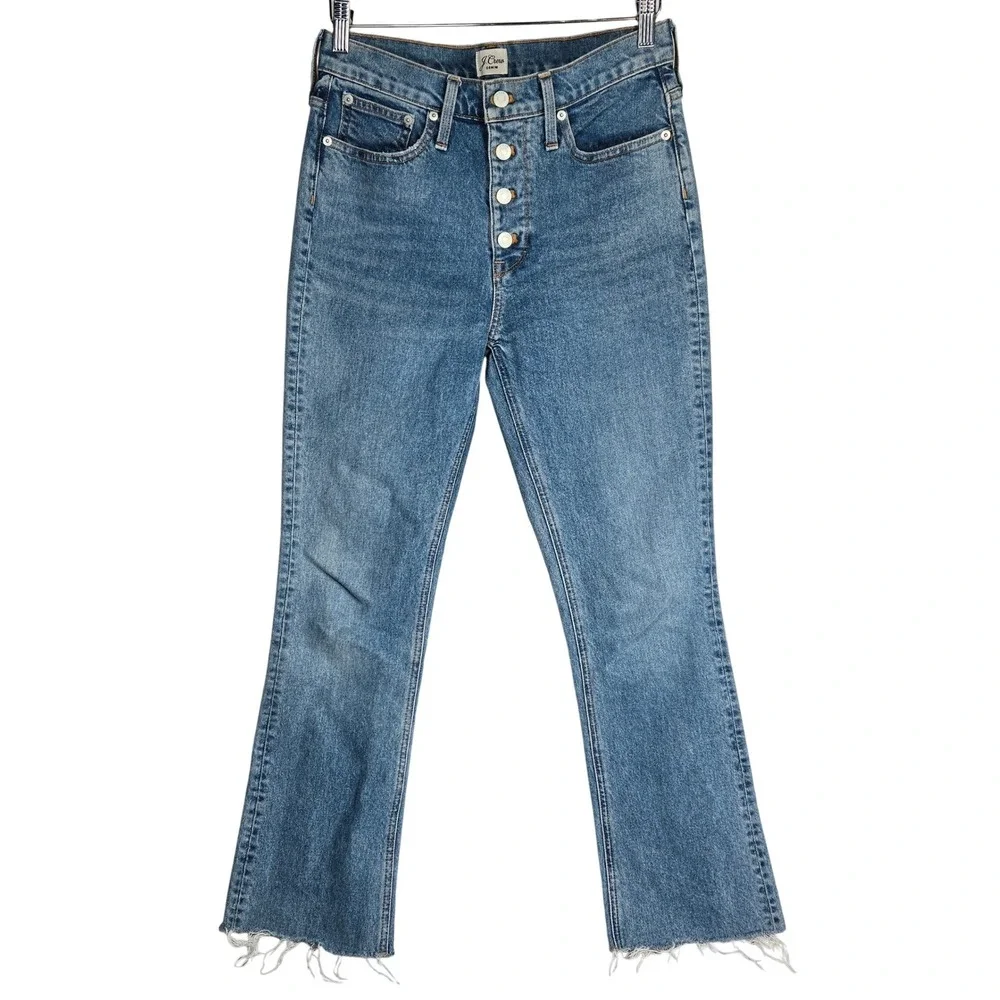 J. Crew Tall Billie Demi Boot Crop Jeans 28T Blue‎ Denim AQ789 High Rise